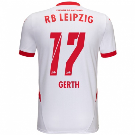 Kandiny Niño Camiseta Amos Gerth #17 Blanco Rojo 1ª Equipación 2024/25 La Camisa Chile