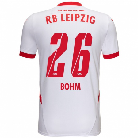 Kandiny Niño Camiseta Pepe Böhm #26 Blanco Rojo 1ª Equipación 2024/25 La Camisa Chile