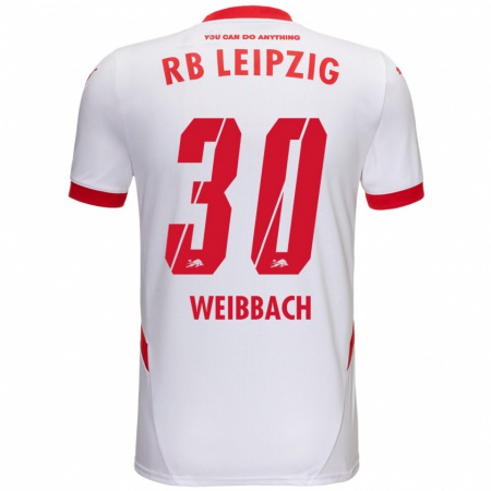 Kandiny Niño Camiseta Noah Weißbach #30 Blanco Rojo 1ª Equipación 2024/25 La Camisa Chile