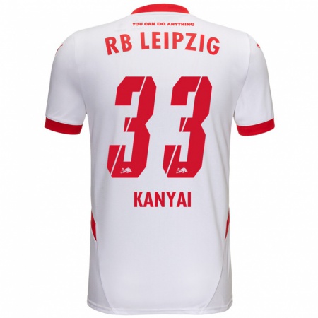 Kandiny Niño Camiseta Janos Kanyai #33 Blanco Rojo 1ª Equipación 2024/25 La Camisa Chile