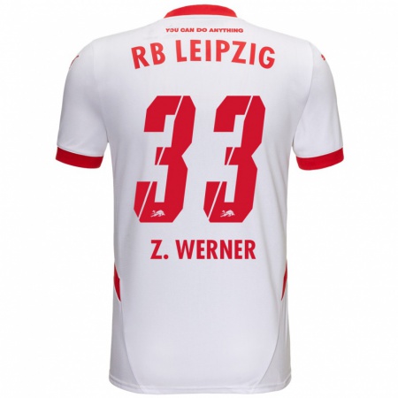 Kandiny Niño Camiseta Zoé Werner #33 Blanco Rojo 1ª Equipación 2024/25 La Camisa Chile