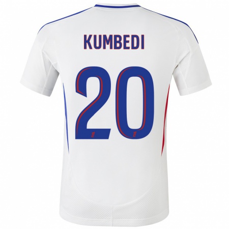 Kandiny Niño Camiseta Saël Kumbedi #20 Blanco Azul 1ª Equipación 2024/25 La Camisa Chile