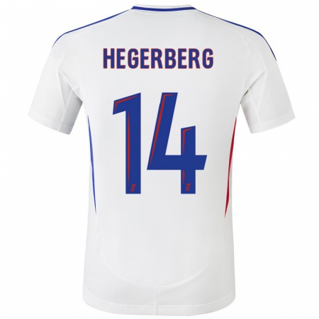 Kandiny Niño Camiseta Ada Hegerberg #14 Blanco Azul 1ª Equipación 2024/25 La Camisa Chile