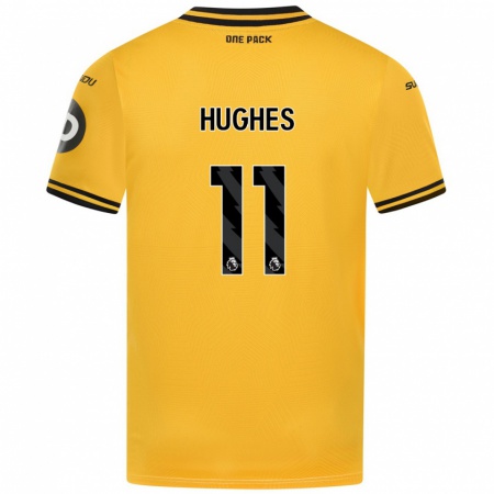 Kandiny Niño Camiseta Amber Hughes #11 Amarillo 1ª Equipación 2024/25 La Camisa Chile