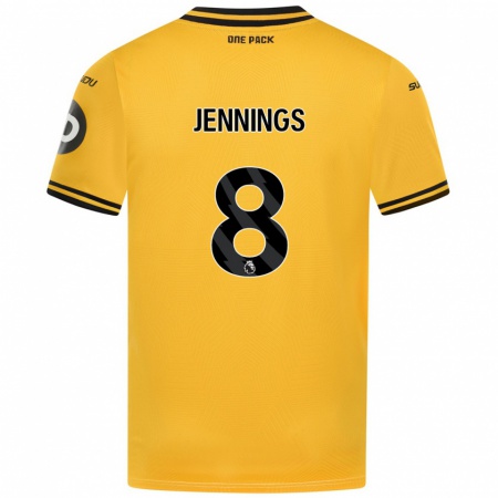 Kandiny Niño Camiseta Shannie Jennings #8 Amarillo 1ª Equipación 2024/25 La Camisa Chile