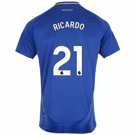 Kandiny Niño Camiseta Ricardo Pereira #21 Azul Blanco 1ª Equipación 2024/25 La Camisa Chile