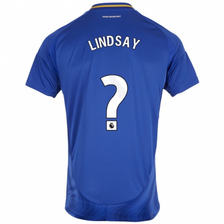 Kandiny Niño Camiseta Jahmari Lindsay #0 Azul Blanco 1ª Equipación 2024/25 La Camisa Chile