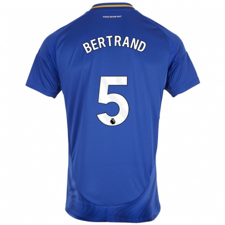 Kandiny Niño Camiseta Ryan Bertrand #5 Azul Blanco 1ª Equipación 2024/25 La Camisa Chile