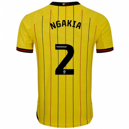 Kandiny Niño Camiseta Jeremy Ngakia #2 Amarillo Negro 1ª Equipación 2024/25 La Camisa Chile