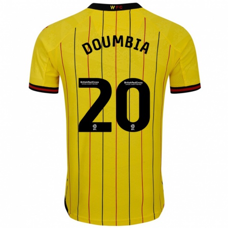 Kandiny Niño Camiseta Mamadou Doumbia #20 Amarillo Negro 1ª Equipación 2024/25 La Camisa Chile