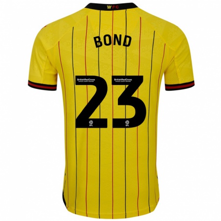 Kandiny Niño Camiseta Jonathan Bond #23 Amarillo Negro 1ª Equipación 2024/25 La Camisa Chile