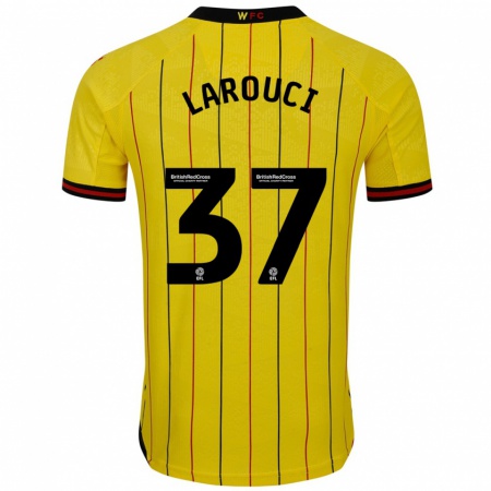 Kandiny Niño Camiseta Yasser Larouci #37 Amarillo Negro 1ª Equipación 2024/25 La Camisa Chile