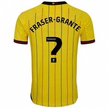 Kandiny Niño Camiseta Zak Fraser-Grante #0 Amarillo Negro 1ª Equipación 2024/25 La Camisa Chile