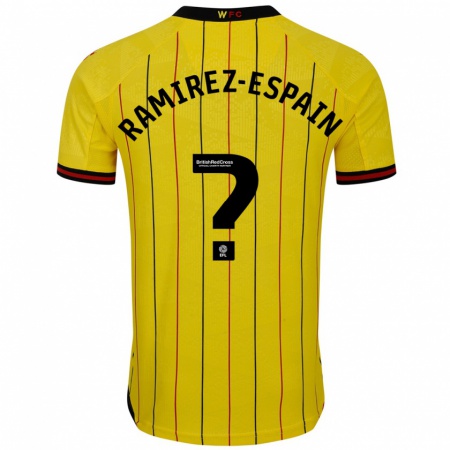 Kandiny Niño Camiseta Leo Ramirez-Espain #0 Amarillo Negro 1ª Equipación 2024/25 La Camisa Chile