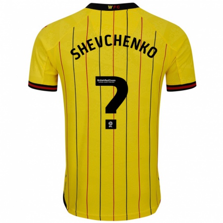 Kandiny Niño Camiseta Kristian Shevchenko #0 Amarillo Negro 1ª Equipación 2024/25 La Camisa Chile