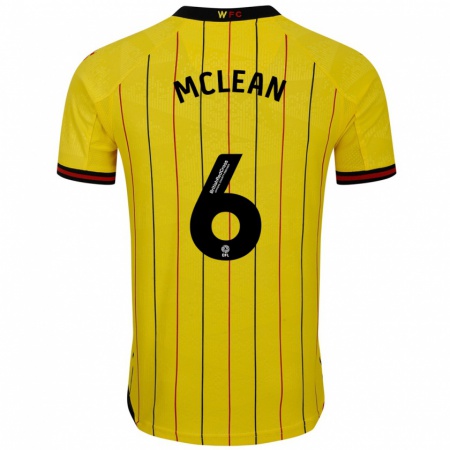 Kandiny Niño Camiseta Sophie Mclean #6 Amarillo Negro 1ª Equipación 2024/25 La Camisa Chile