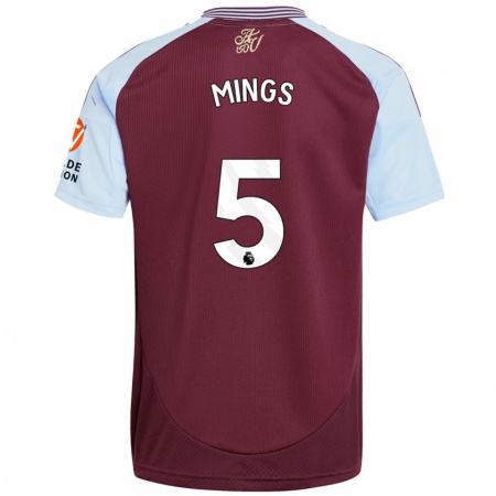 Kandiny Niño Camiseta Tyrone Mings #5 Borgoña Azul Cielo 1ª Equipación 2024/25 La Camisa Chile