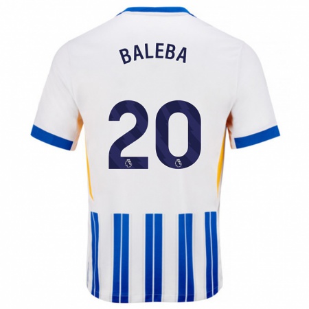 Kandiny Niño Camiseta Carlos Baleba #20 Blanco Azul Rayas 1ª Equipación 2024/25 La Camisa Chile