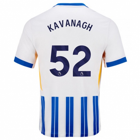 Kandiny Niño Camiseta Leigh Kavanagh #52 Blanco Azul Rayas 1ª Equipación 2024/25 La Camisa Chile