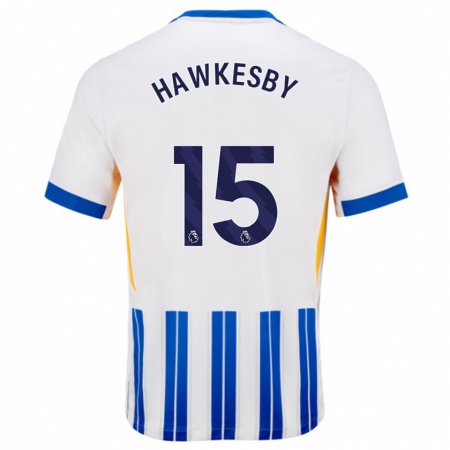 Kandiny Niño Camiseta Mackenzie Hawkesby #15 Blanco Azul Rayas 1ª Equipación 2024/25 La Camisa Chile