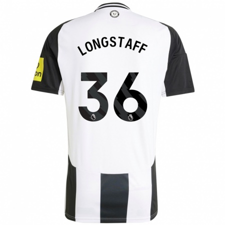 Kandiny Niño Camiseta Sean Longstaff #36 Blanco Negro 1ª Equipación 2024/25 La Camisa Chile