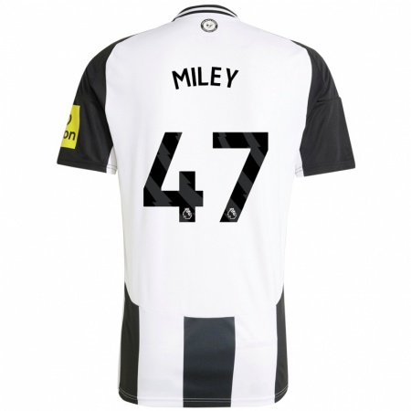 Kandiny Niño Camiseta Jamie Miley #47 Blanco Negro 1ª Equipación 2024/25 La Camisa Chile