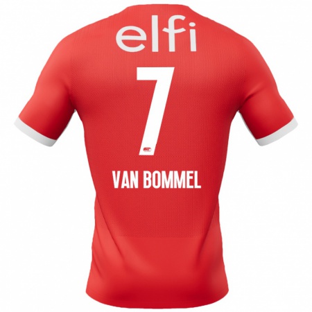 Kandiny Niño Camiseta Ruben Van Bommel #7 Rojo Blanco 1ª Equipación 2024/25 La Camisa Chile