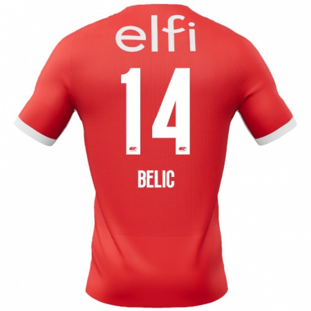 Kandiny Niño Camiseta Kristijan Belic #14 Rojo Blanco 1ª Equipación 2024/25 La Camisa Chile