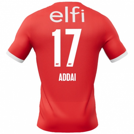 Kandiny Niño Camiseta Jayden Addai #17 Rojo Blanco 1ª Equipación 2024/25 La Camisa Chile