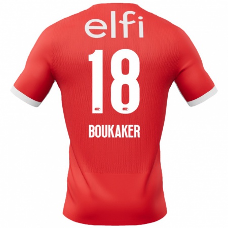 Kandiny Niño Camiseta Romaissa Boukaker #18 Rojo Blanco 1ª Equipación 2024/25 La Camisa Chile