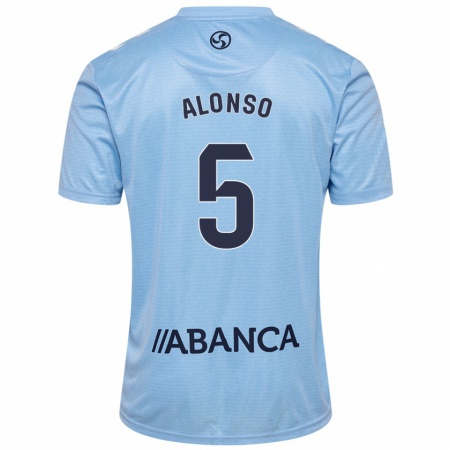 Kandiny Niño Camiseta Gael Alonso #5 Azul Cielo 1ª Equipación 2024/25 La Camisa Chile