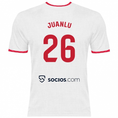 Kandiny Niño Camiseta Juanlu Sánchez #26 Blanco Rojo 1ª Equipación 2024/25 La Camisa Chile