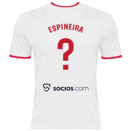 Kandiny Niño Camiseta Alberto Espiñeira #0 Blanco Rojo 1ª Equipación 2024/25 La Camisa Chile