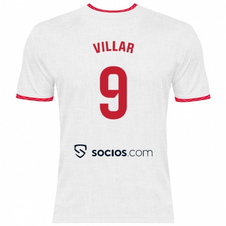 Kandiny Niño Camiseta Iker Villar #9 Blanco Rojo 1ª Equipación 2024/25 La Camisa Chile