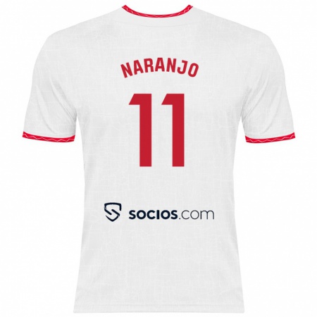 Kandiny Niño Camiseta Mario Naranjo #11 Blanco Rojo 1ª Equipación 2024/25 La Camisa Chile