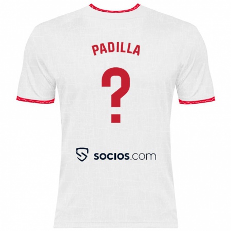 Kandiny Niño Camiseta Natalia Padilla #0 Blanco Rojo 1ª Equipación 2024/25 La Camisa Chile