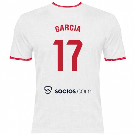 Kandiny Niño Camiseta Débora García #17 Blanco Rojo 1ª Equipación 2024/25 La Camisa Chile