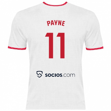 Kandiny Niño Camiseta Antionette Oyedupe Toni Payne #11 Blanco Rojo 1ª Equipación 2024/25 La Camisa Chile