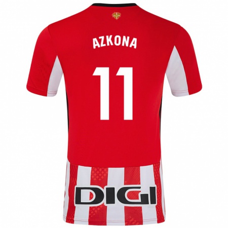 Kandiny Niño Camiseta Ane Azkona #11 Rojo Blanco 1ª Equipación 2024/25 La Camisa Chile