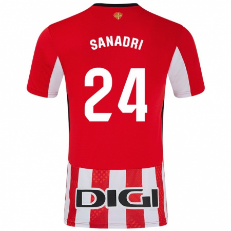 Kandiny Niño Camiseta Sanadri #24 Rojo Blanco 1ª Equipación 2024/25 La Camisa Chile