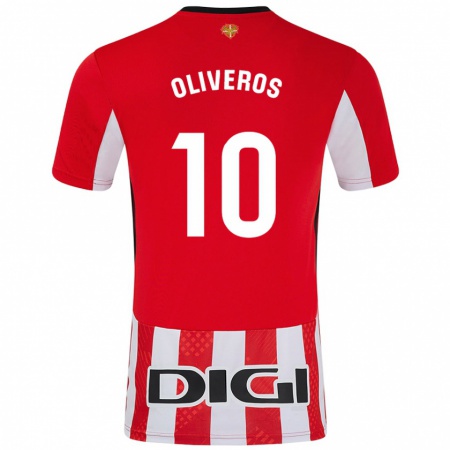 Kandiny Niño Camiseta Aimar Oliveros #10 Rojo Blanco 1ª Equipación 2024/25 La Camisa Chile