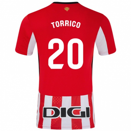 Kandiny Niño Camiseta Aitor Torrico #20 Rojo Blanco 1ª Equipación 2024/25 La Camisa Chile