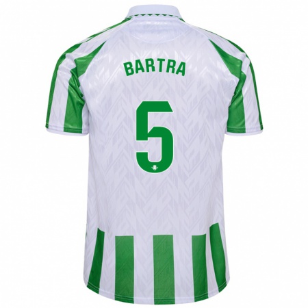 Kandiny Niño Camiseta Marc Bartra #5 Verde Rayas Blancas 1ª Equipación 2024/25 La Camisa Chile