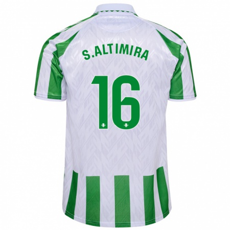 Kandiny Niño Camiseta Sergi Altimira #16 Verde Rayas Blancas 1ª Equipación 2024/25 La Camisa Chile