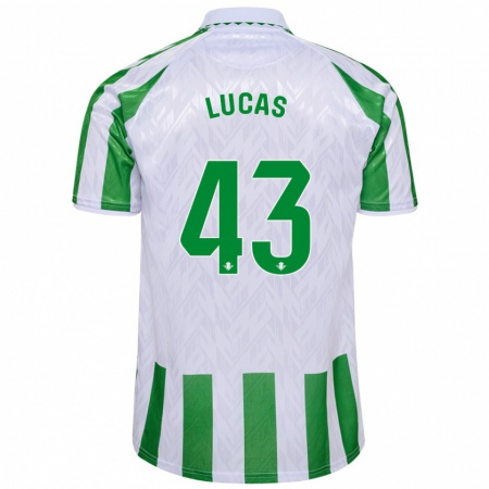 Kandiny Niño Camiseta Lucas Alcázar #43 Verde Rayas Blancas 1ª Equipación 2024/25 La Camisa Chile