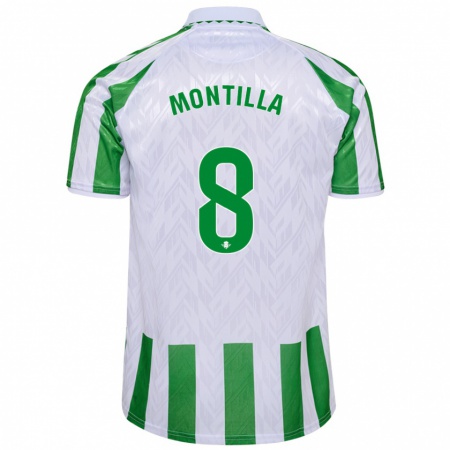 Kandiny Niño Camiseta Natalia Montilla #8 Verde Rayas Blancas 1ª Equipación 2024/25 La Camisa Chile