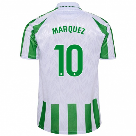 Kandiny Niño Camiseta Rosa Márquez #10 Verde Rayas Blancas 1ª Equipación 2024/25 La Camisa Chile