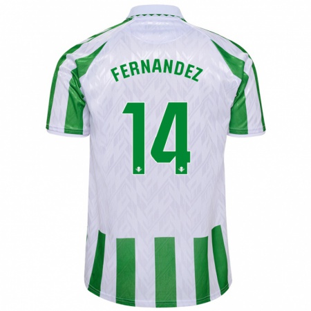 Kandiny Niño Camiseta Quique Fernández #14 Verde Rayas Blancas 1ª Equipación 2024/25 La Camisa Chile