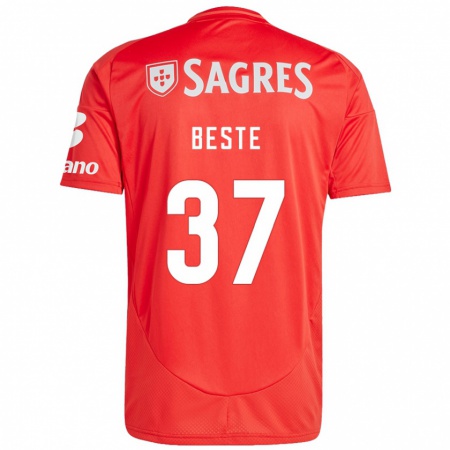 Kandiny Niño Camiseta Jan-Niklas Beste #37 Rojo Blanco 1ª Equipación 2024/25 La Camisa Chile