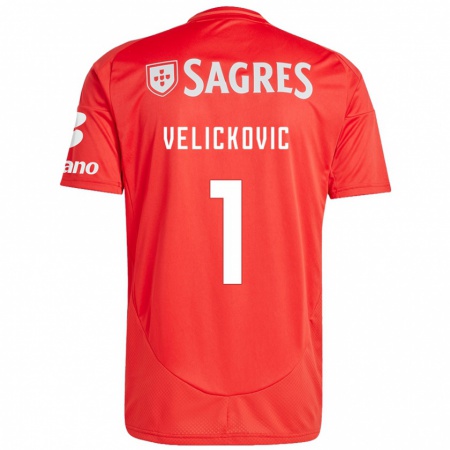 Kandiny Niño Camiseta Luka Velickovic #1 Rojo Blanco 1ª Equipación 2024/25 La Camisa Chile